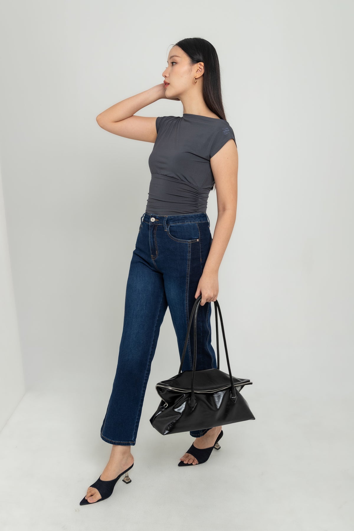 Wide Leg Dark Blue Jeans c171