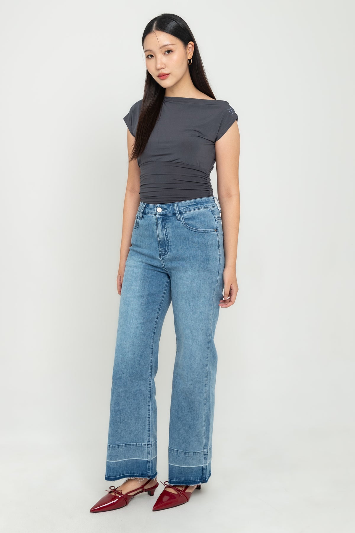 Wide Leg Light Blue Jeans s477