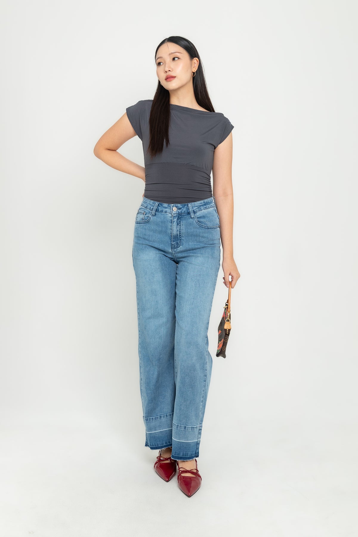 Wide Leg Light Blue Jeans s477