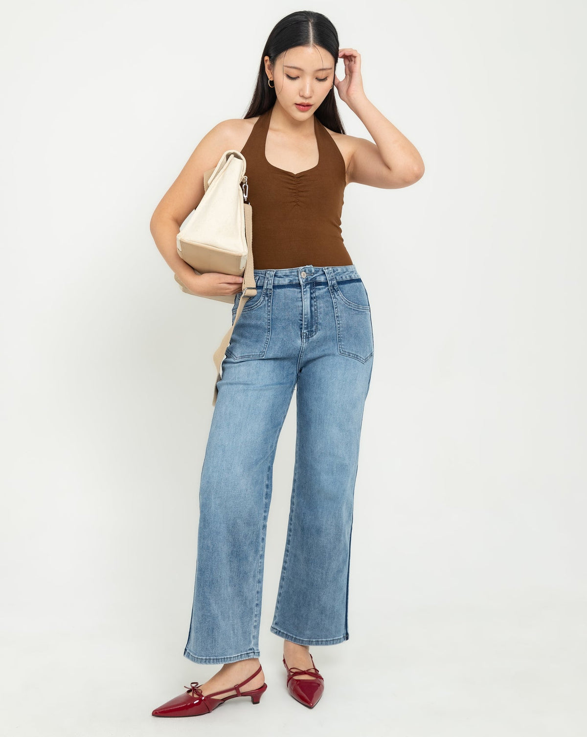 Wide Leg Light Blue Jeans c177