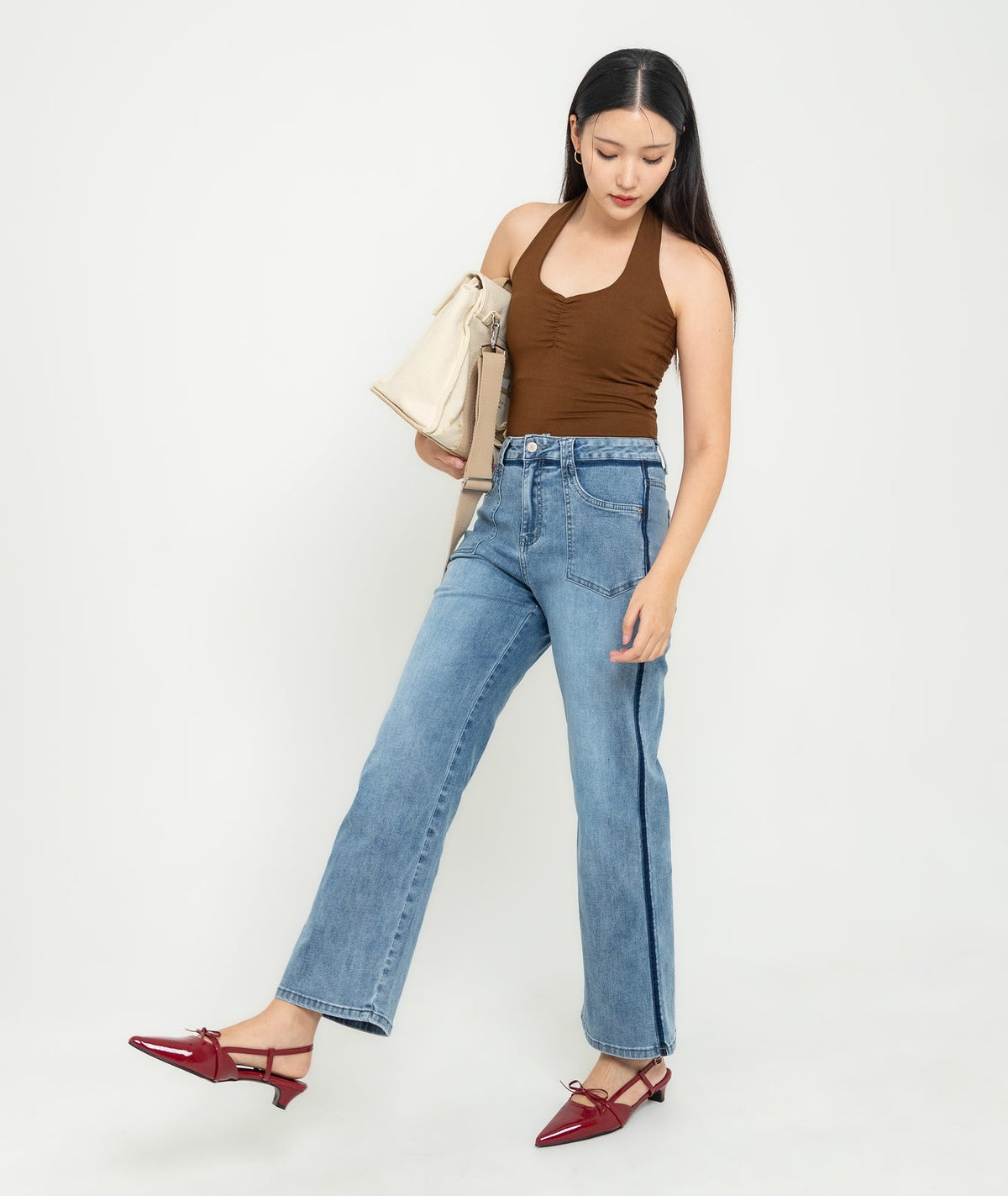 Wide Leg Light Blue Jeans c177