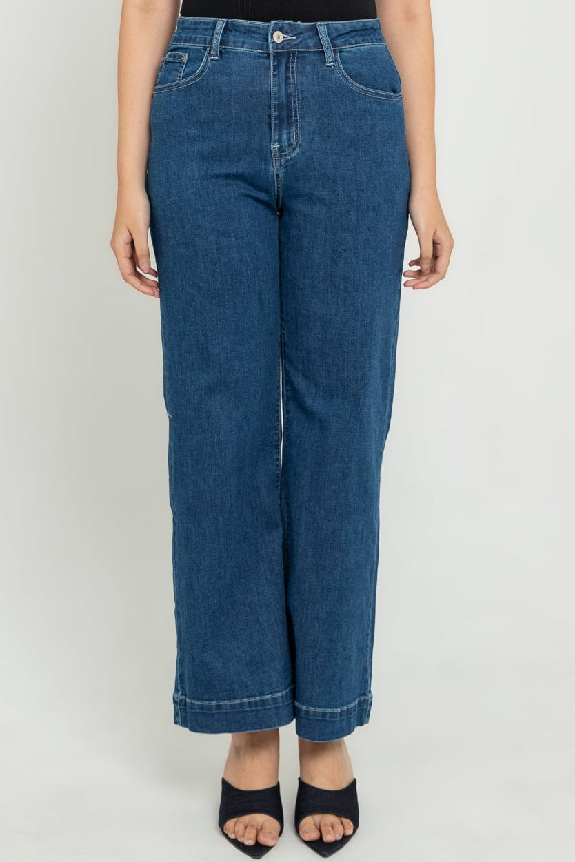Wide Leg Dark Blue Jeans s475