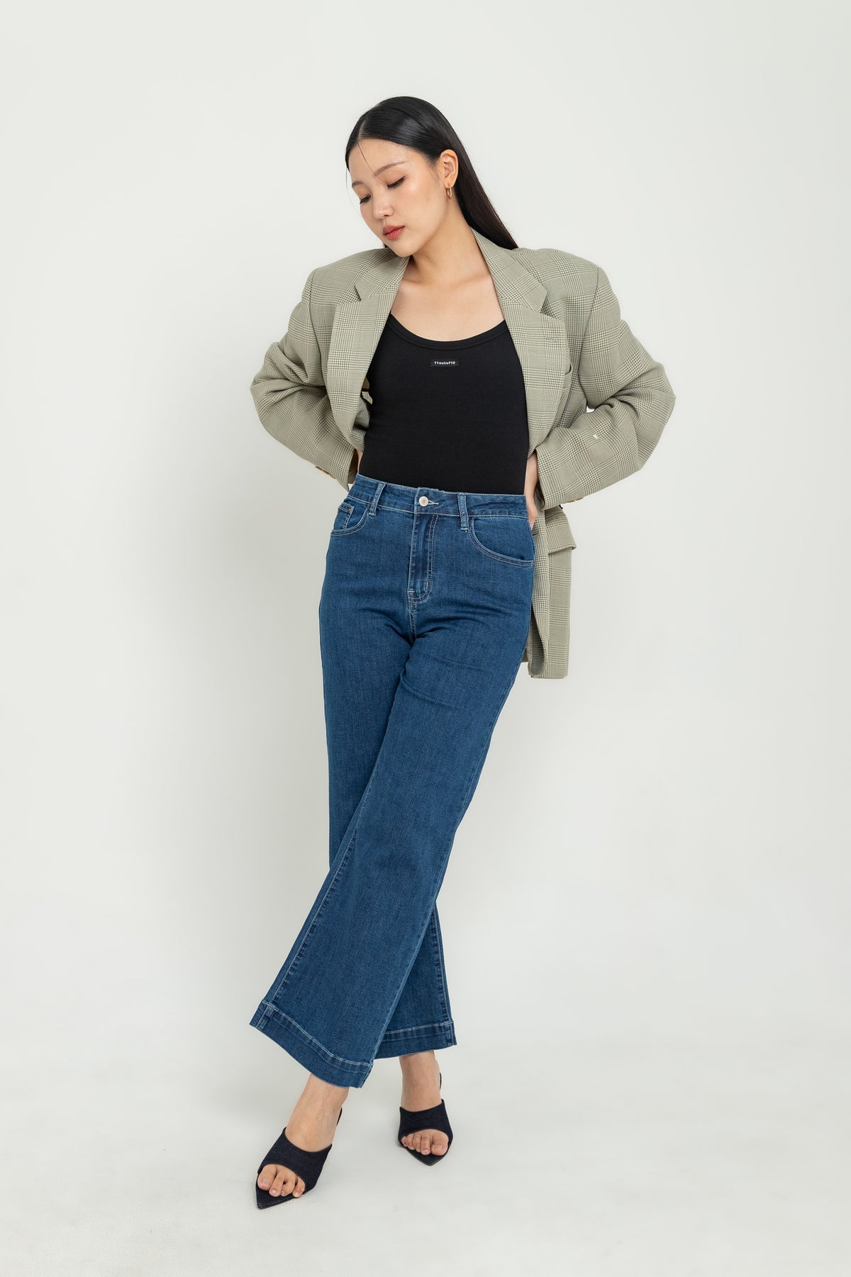 Wide Leg Dark Blue Jeans s475