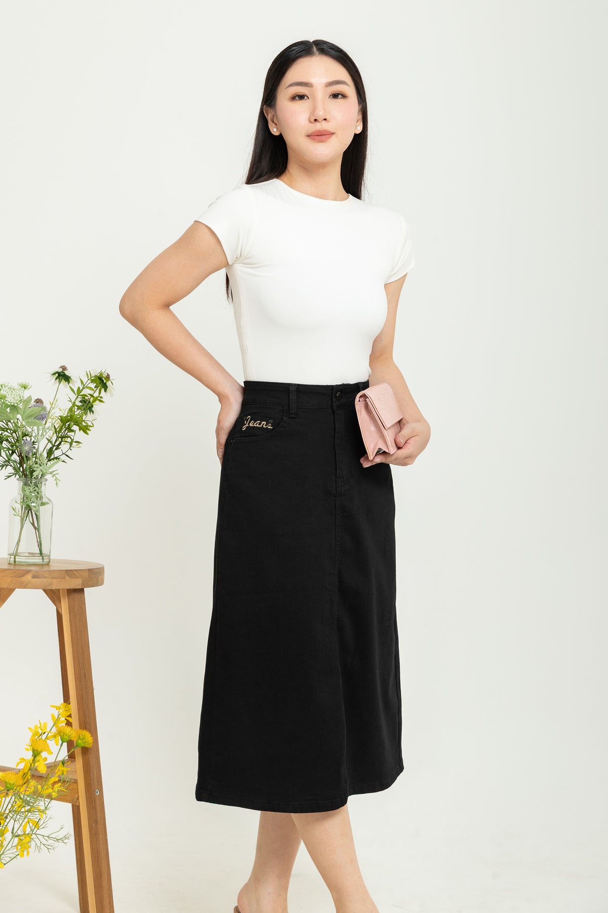 Skirt Black Jeans s387