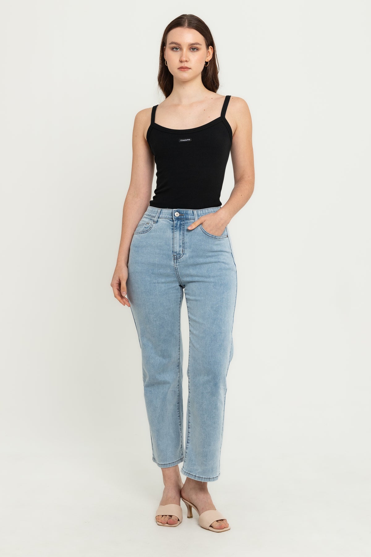 Wide Leg Light Blue Jeans s452