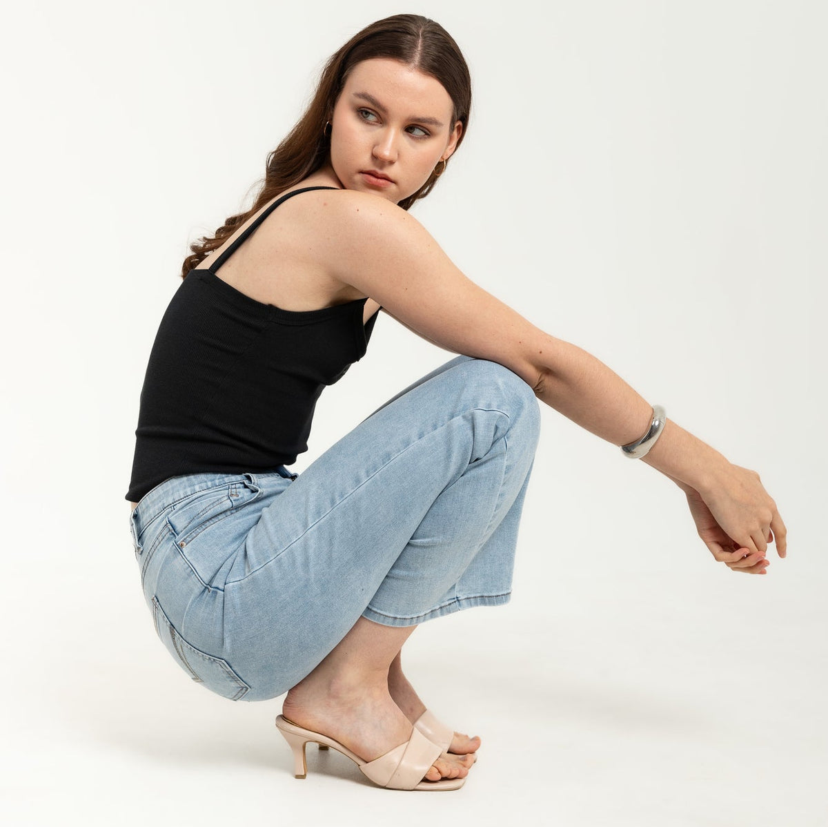 Wide Leg Light Blue Jeans s452