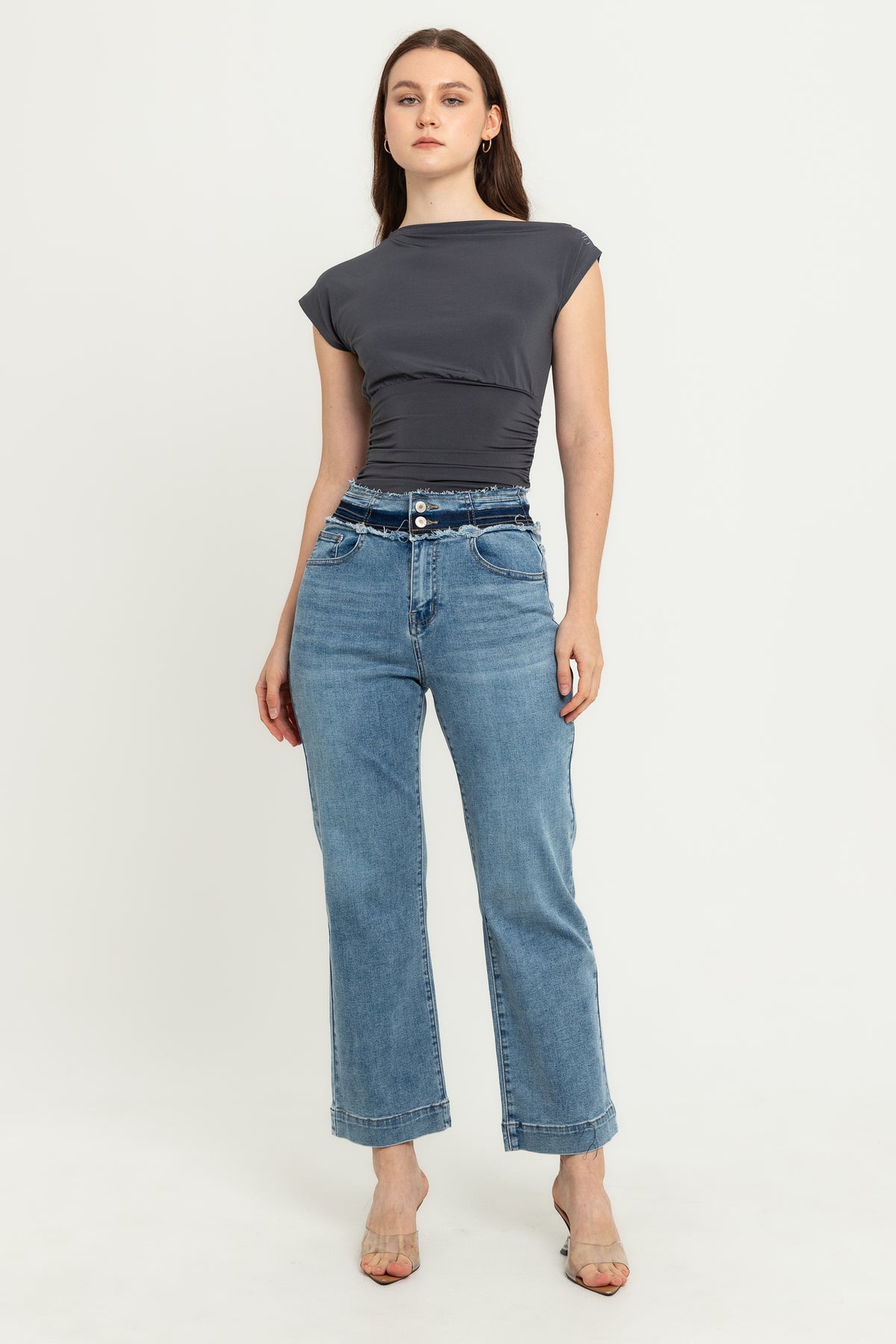Wide Leg Light Blue Jeans s454
