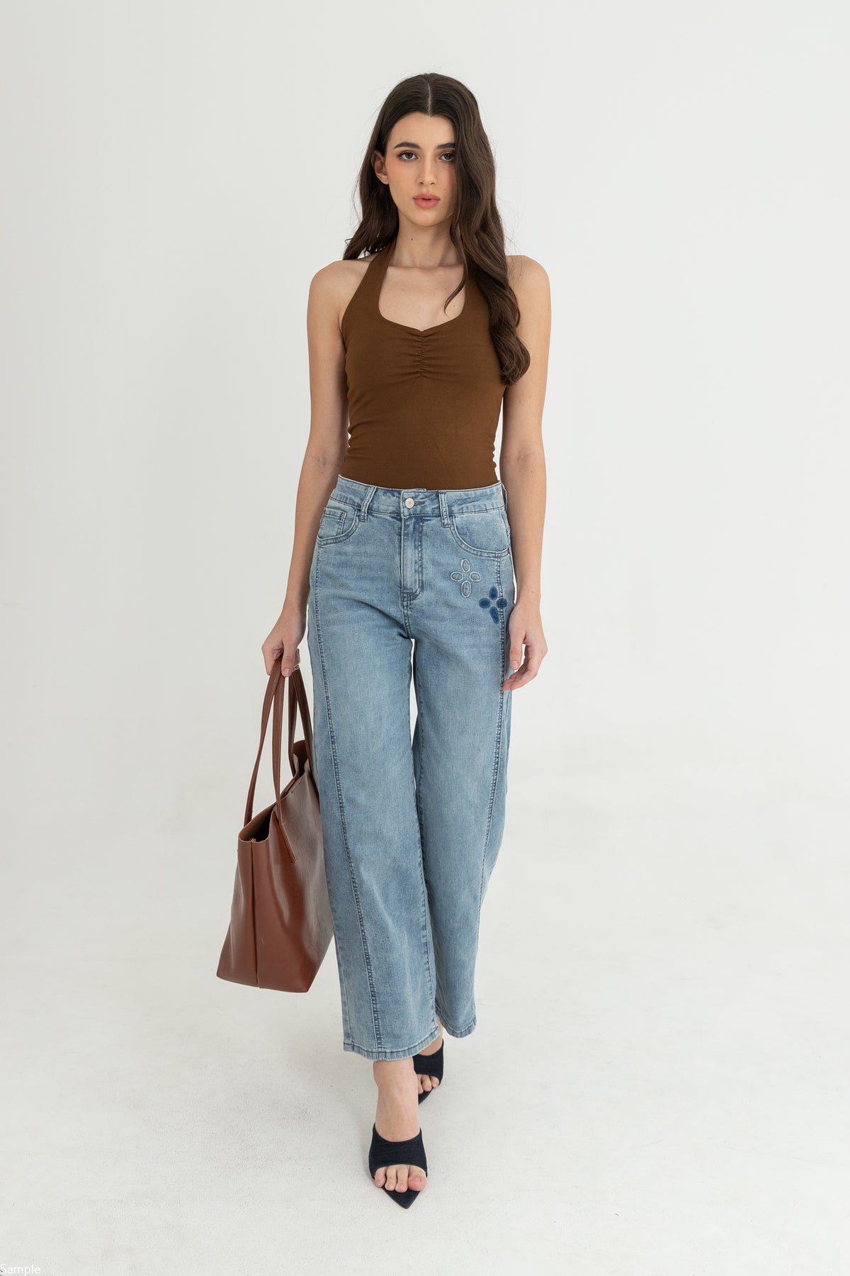 Wide Leg Light Blue Jeans c206