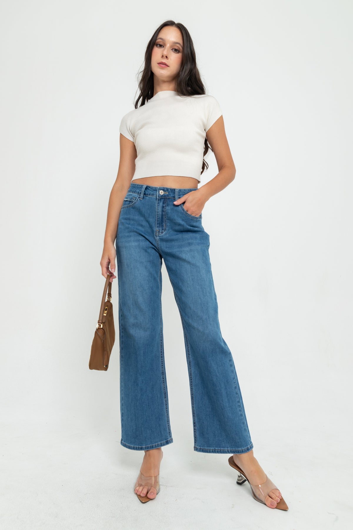 Wide Leg Light Blue Jeans s448