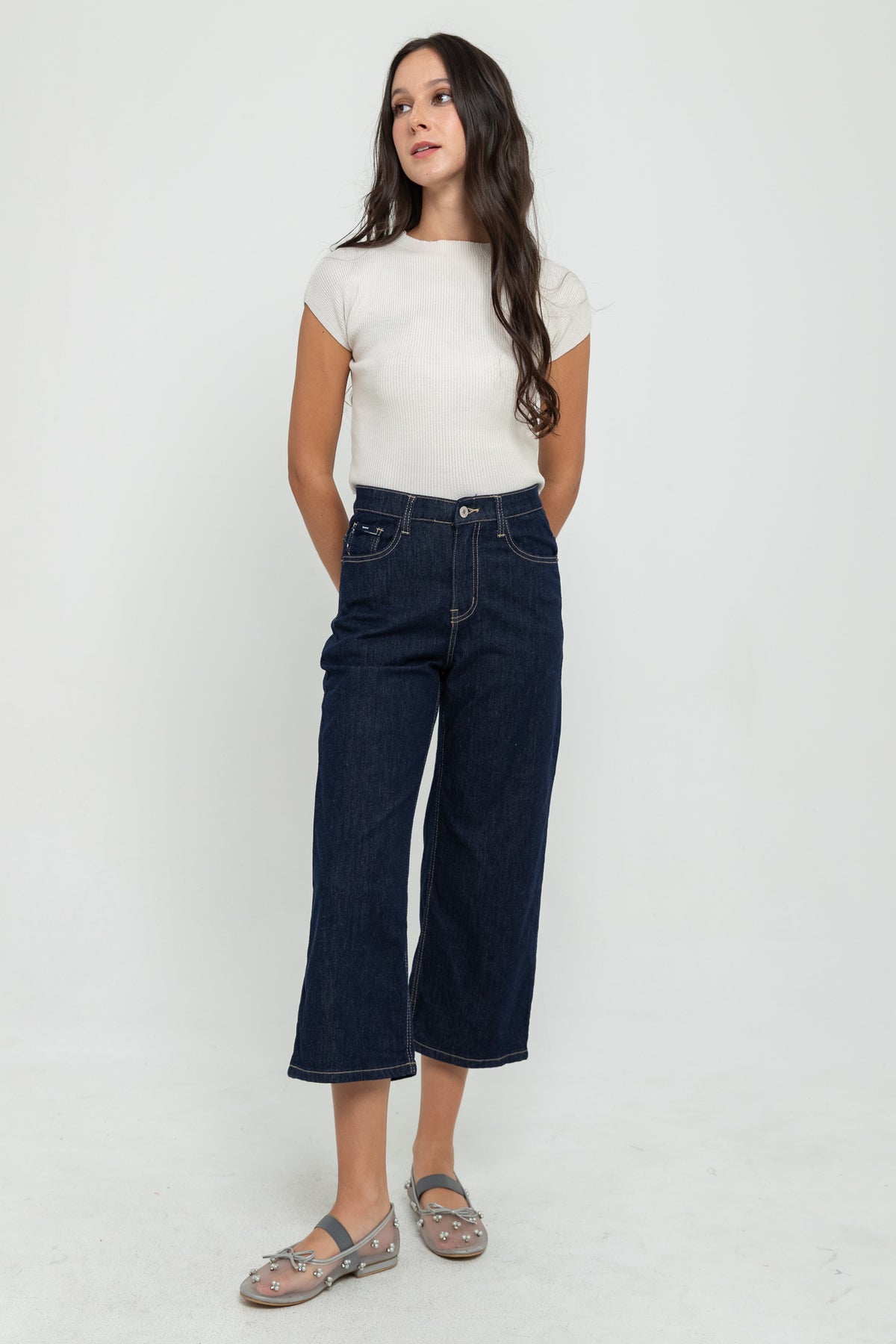 Cropped Dark Blue Jeans s465