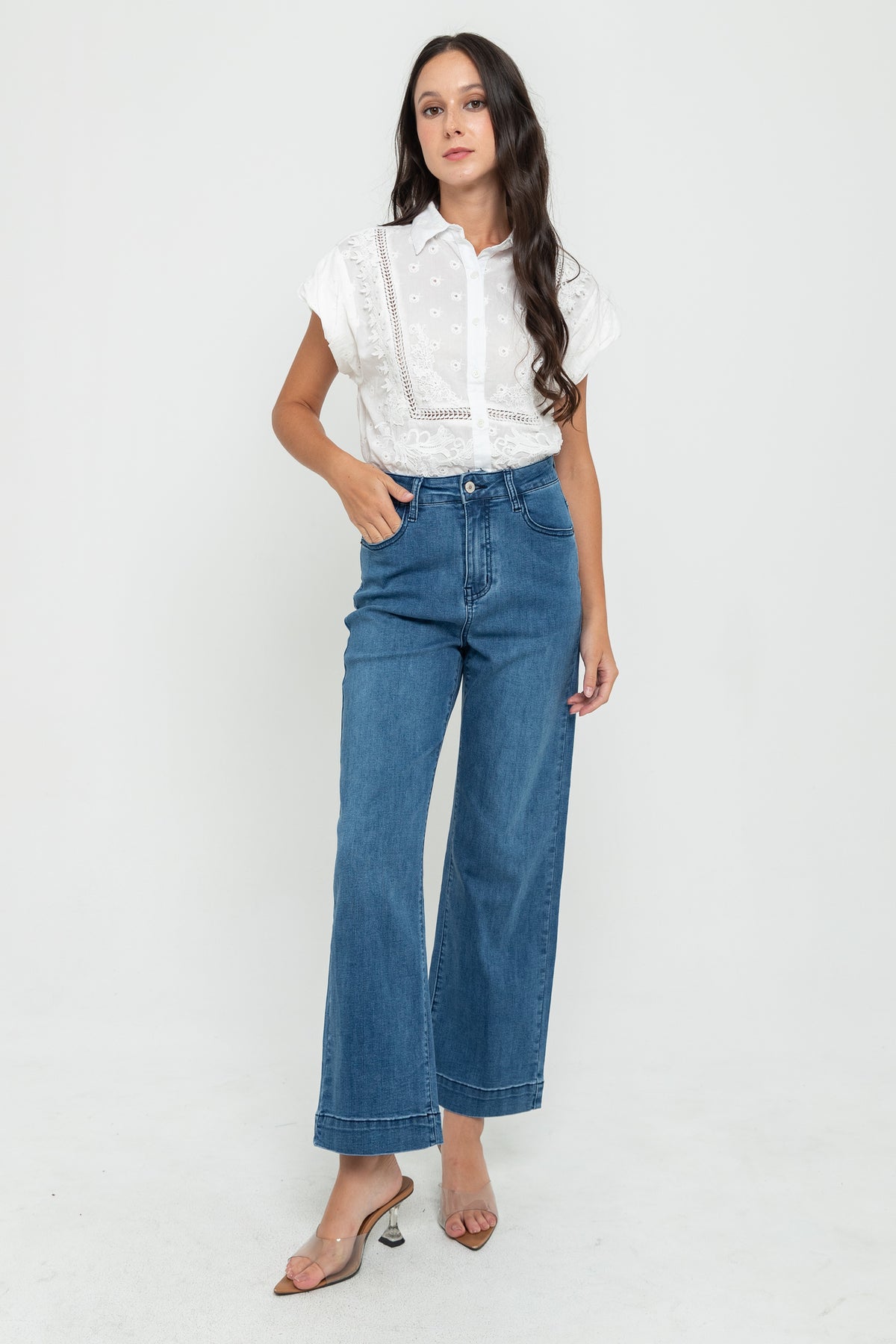Wide Leg Dark Blue Jeans s455