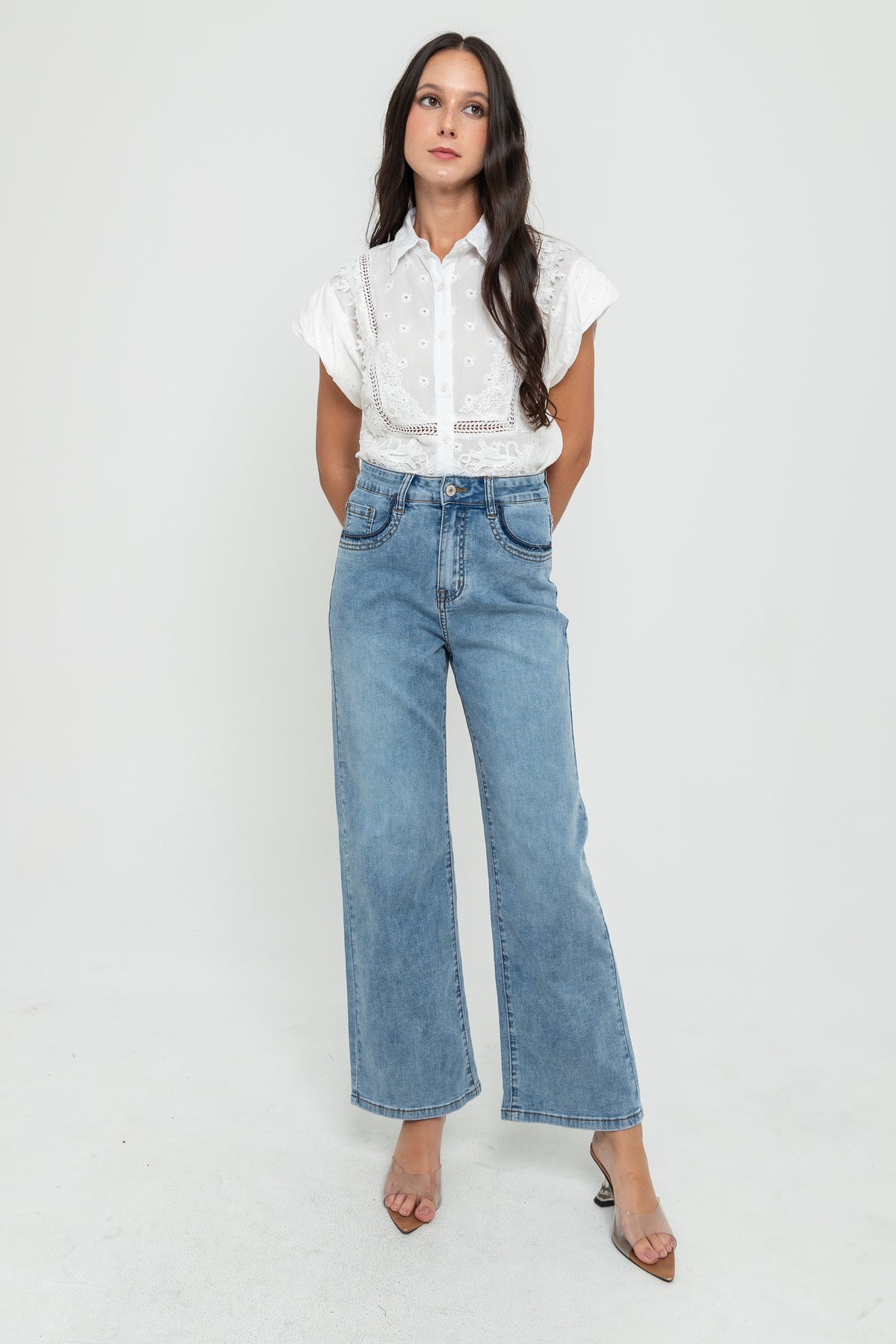 Wide Leg Light Blue Jeans s468