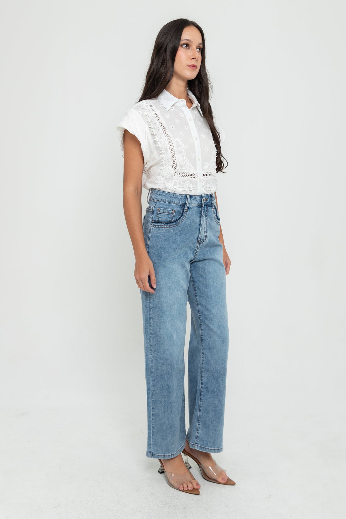 Wide Leg Light Blue Jeans s468