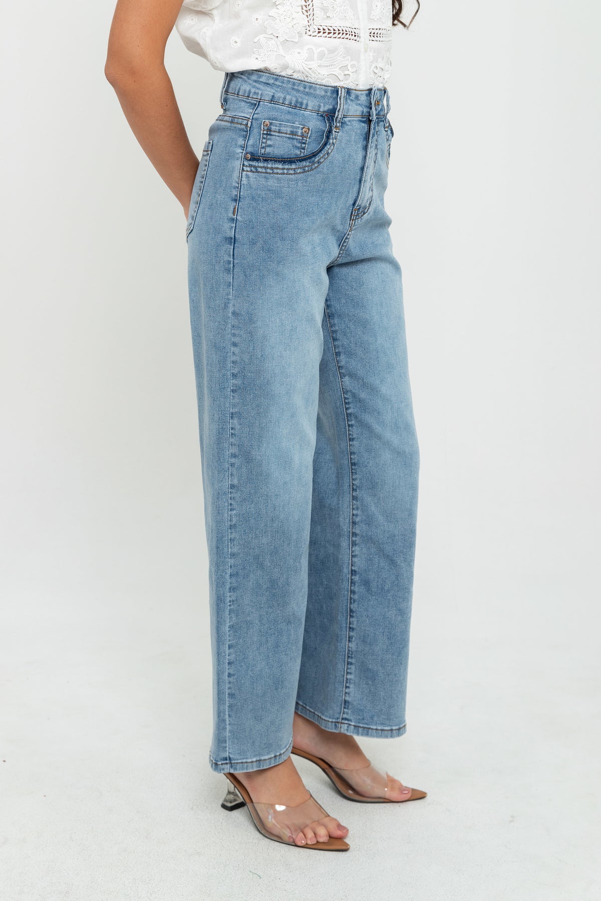 Wide Leg Light Blue Jeans s468