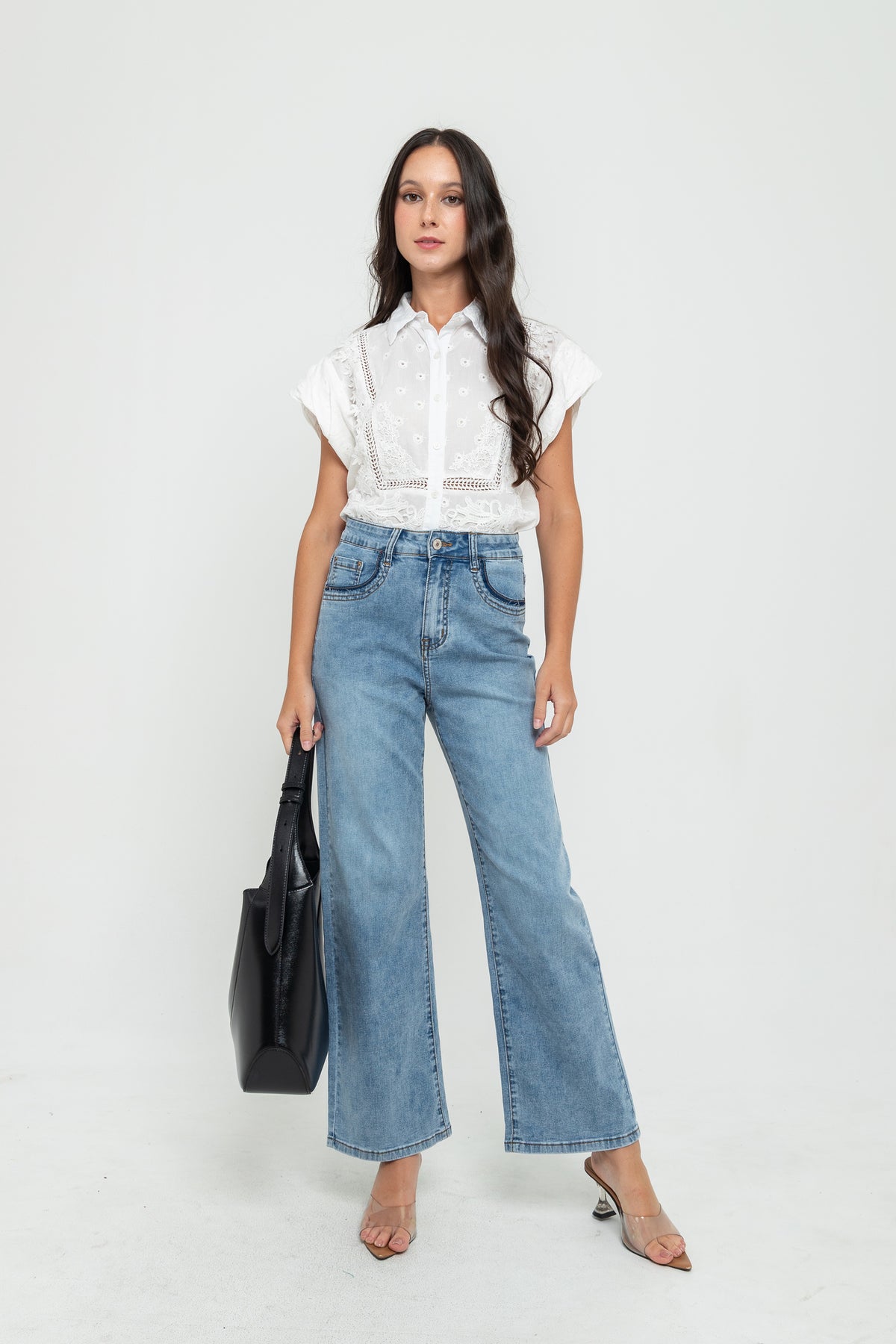 Wide Leg Light Blue Jeans s468