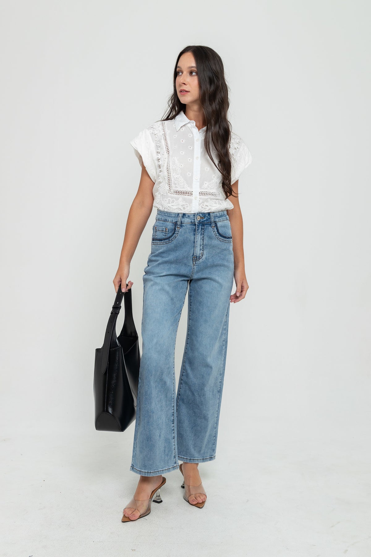 Wide Leg Light Blue Jeans s468