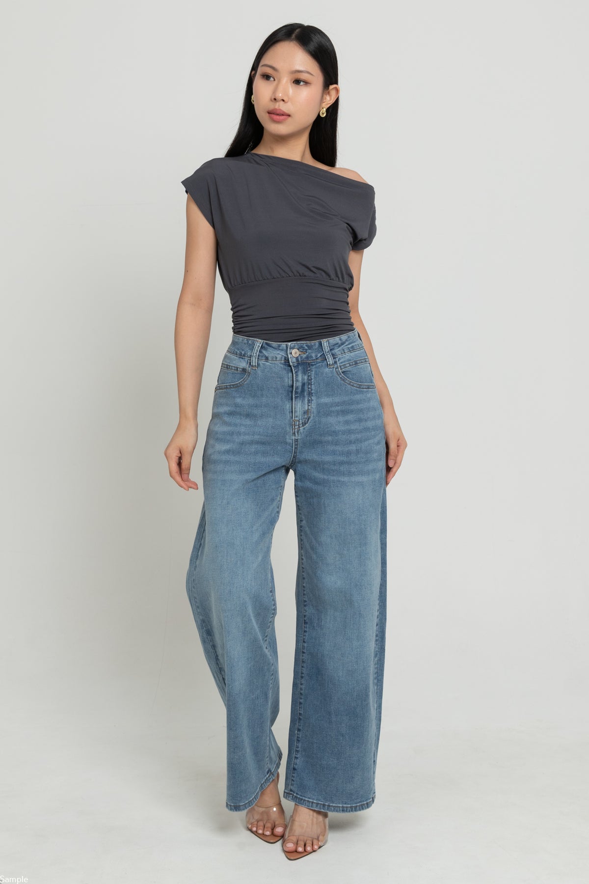 Wide Leg Light Blue Jeans c201