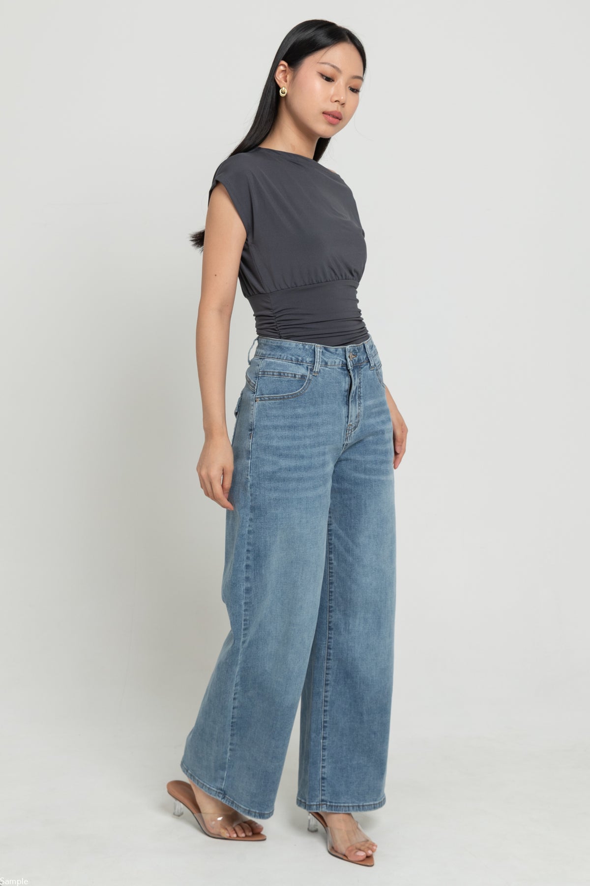 Wide Leg Light Blue Jeans c201