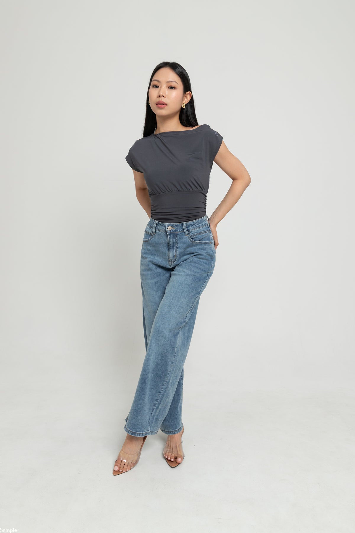 Wide Leg Light Blue Jeans c201