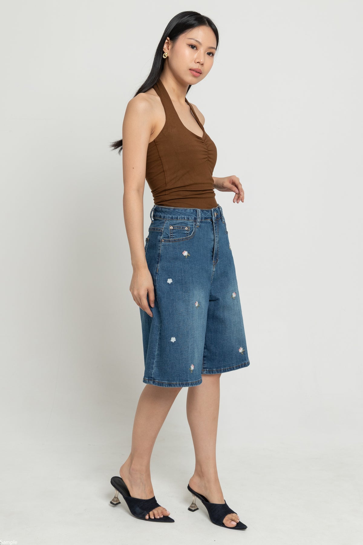 Jorts Dark Blue Embroidered Jeans c208