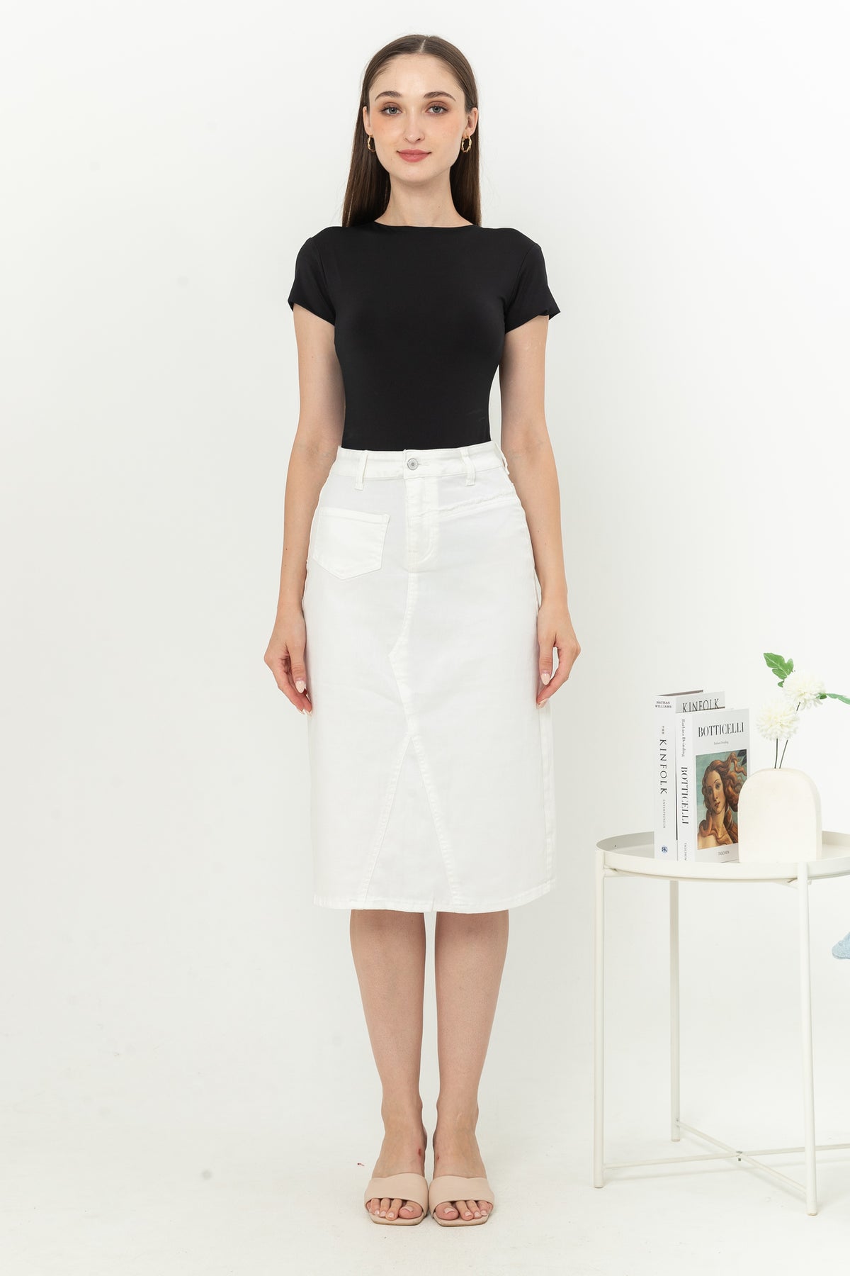 Skirt White Jeans s321
