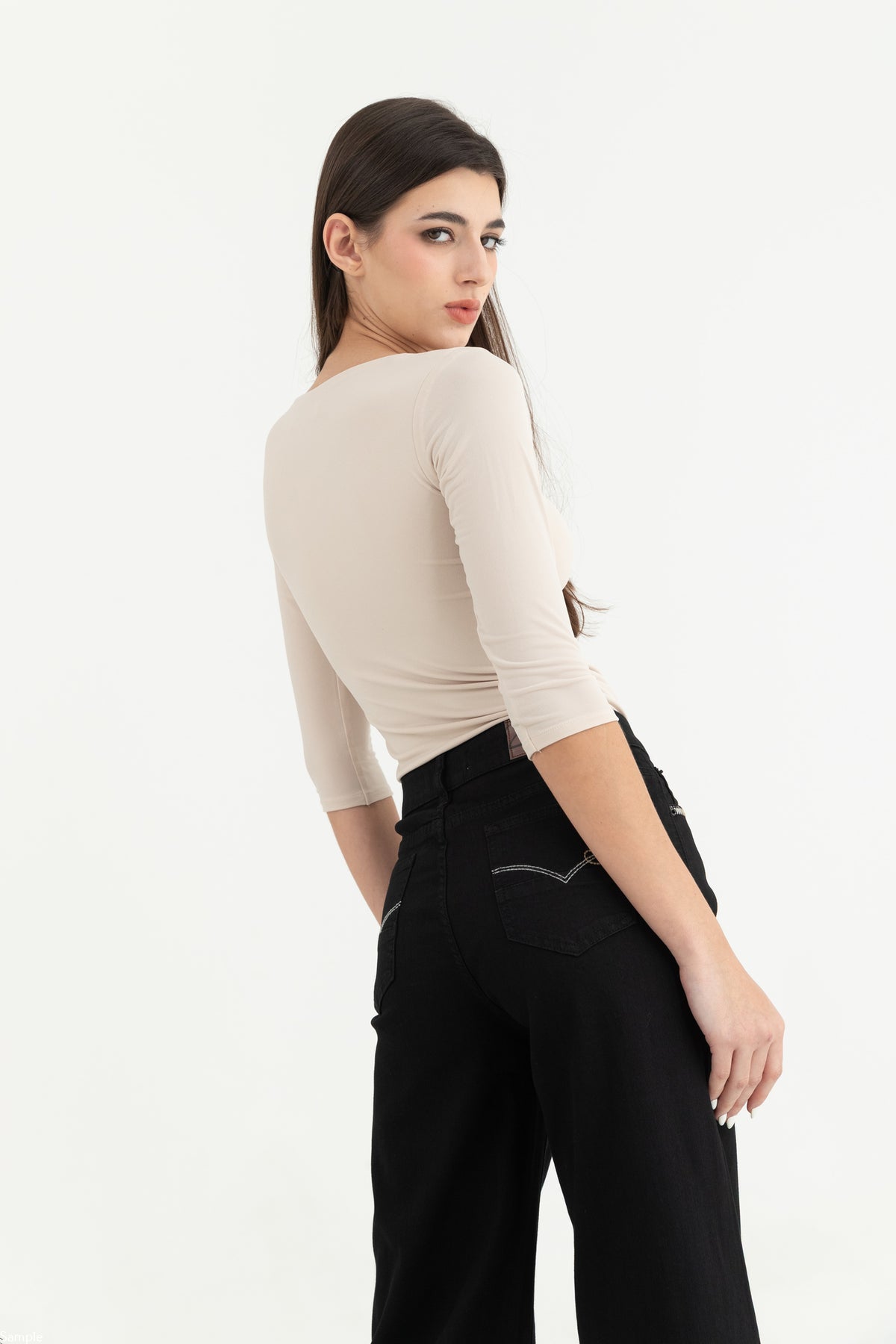 Wide Leg Black Jeans c219