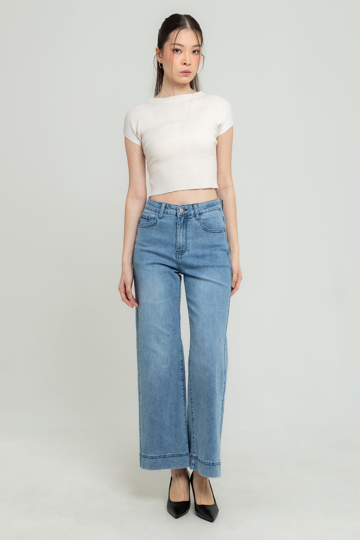 Wide Leg Light Blue Jeans s478