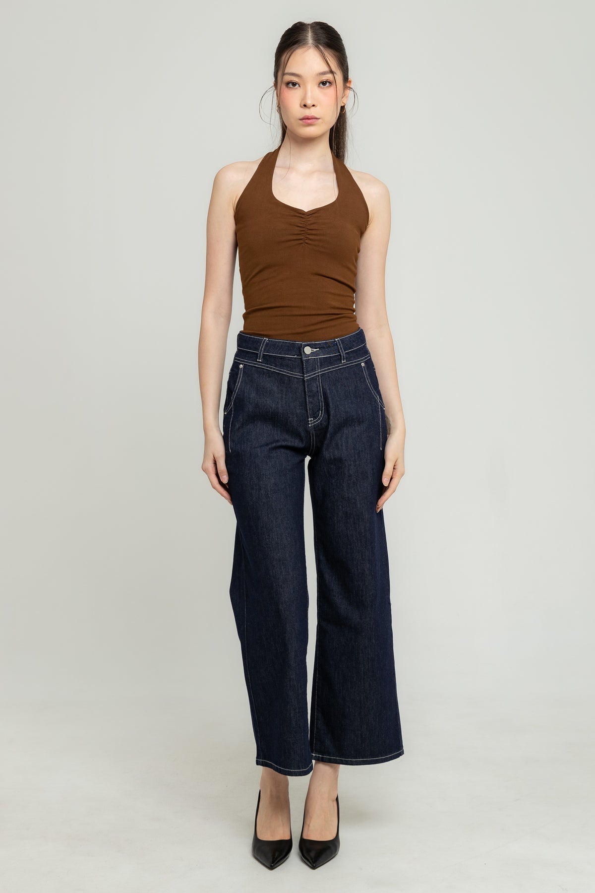 Wide Leg Dark Blue Jeans c185