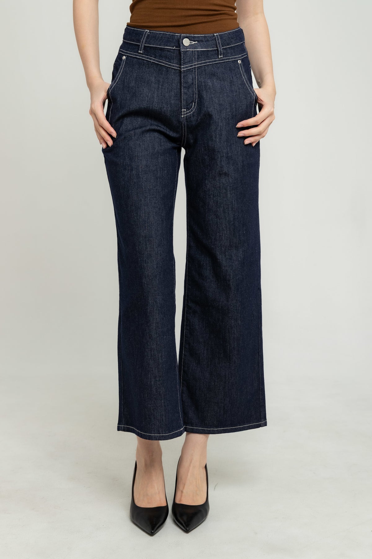 Wide Leg Dark Blue Jeans c185