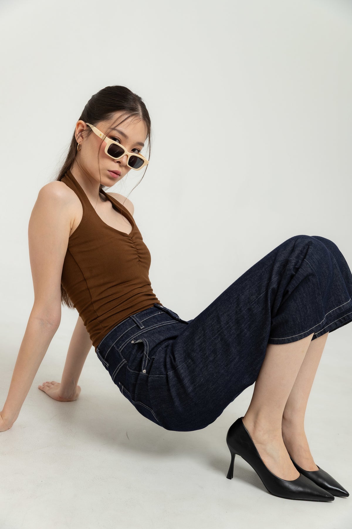 Wide Leg Dark Blue Jeans c185