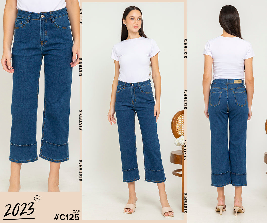 Cropped Dark Blue Jeans c125