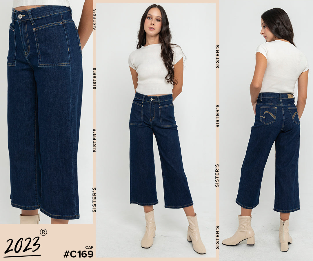 Cropped Dark Blue Jeans c169