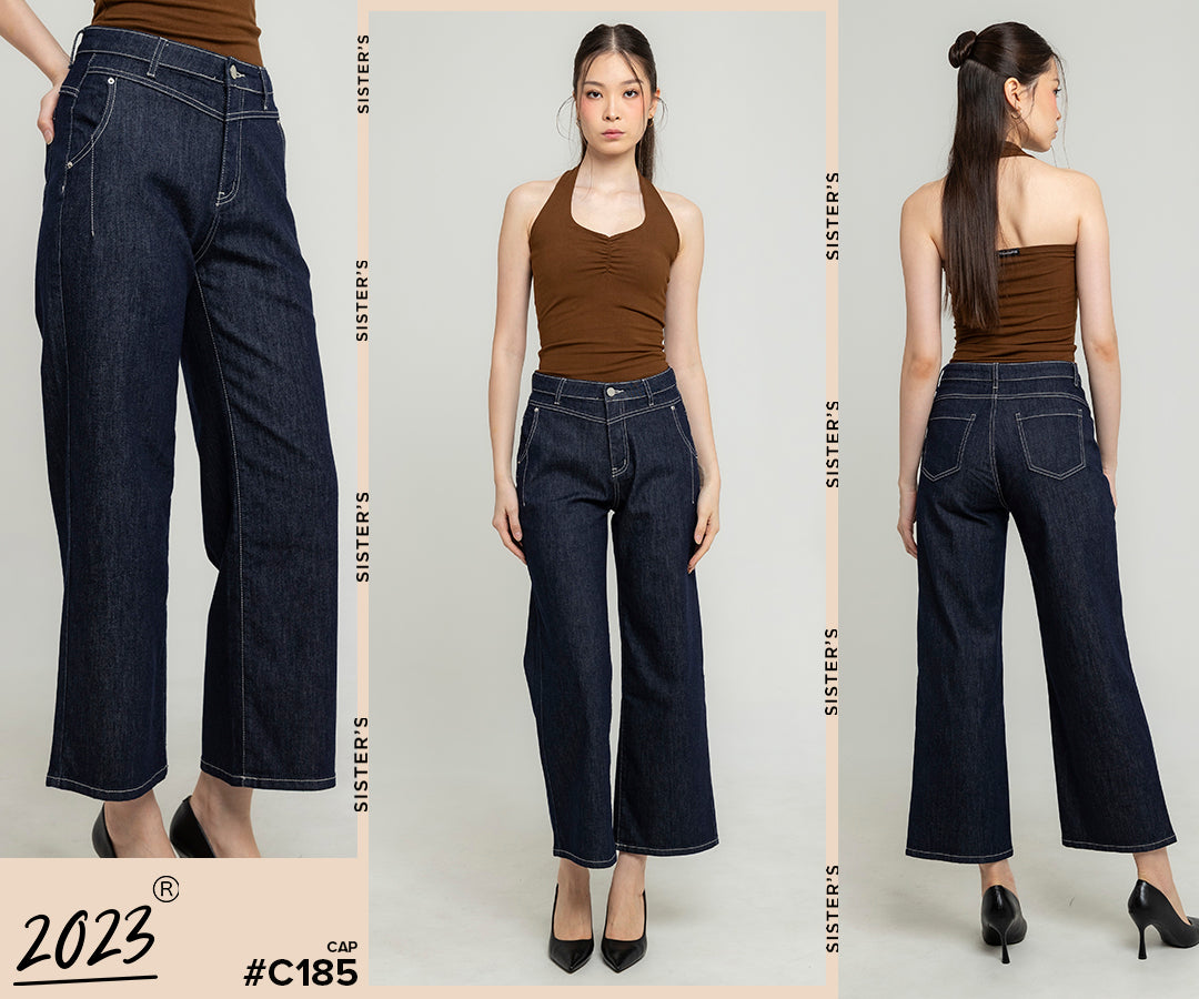 Wide Leg Dark Blue Jeans c185