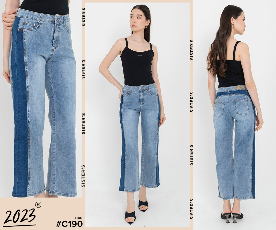 Wide Leg Light Blue Jeans c190