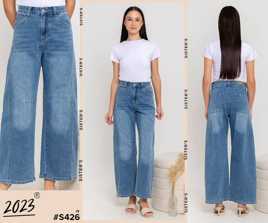 Wide Leg Light Blue Jeans s426