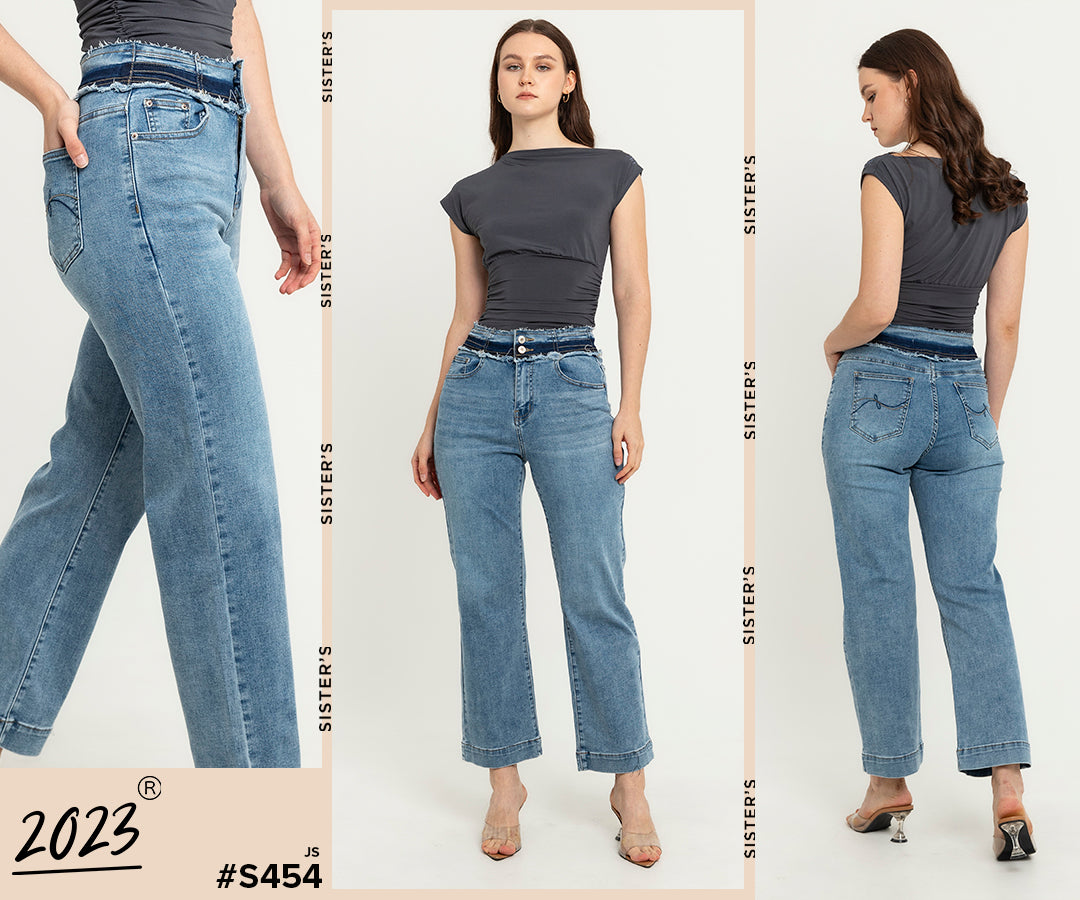Wide Leg Light Blue Jeans s454
