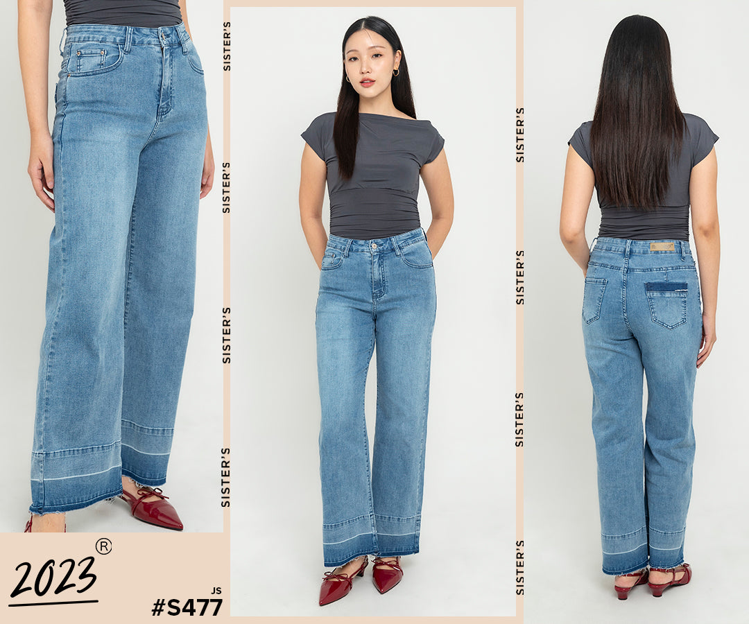 Wide Leg Light Blue Jeans s477