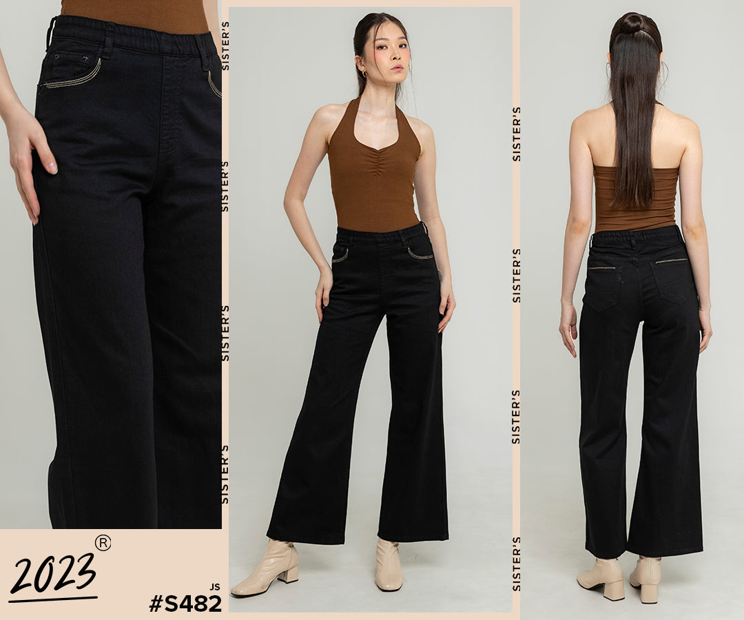 Wide Leg Black Jeans s482