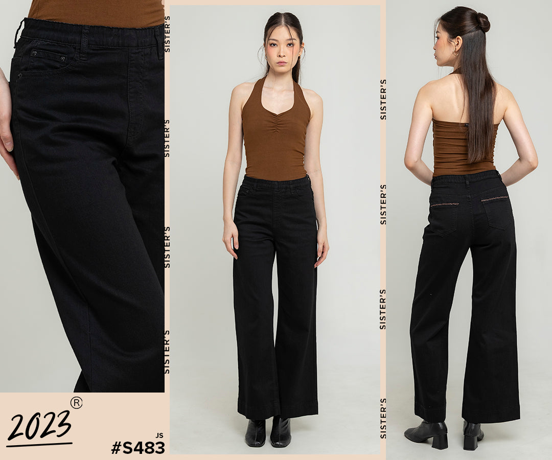 Wide Leg Black Jeans s483