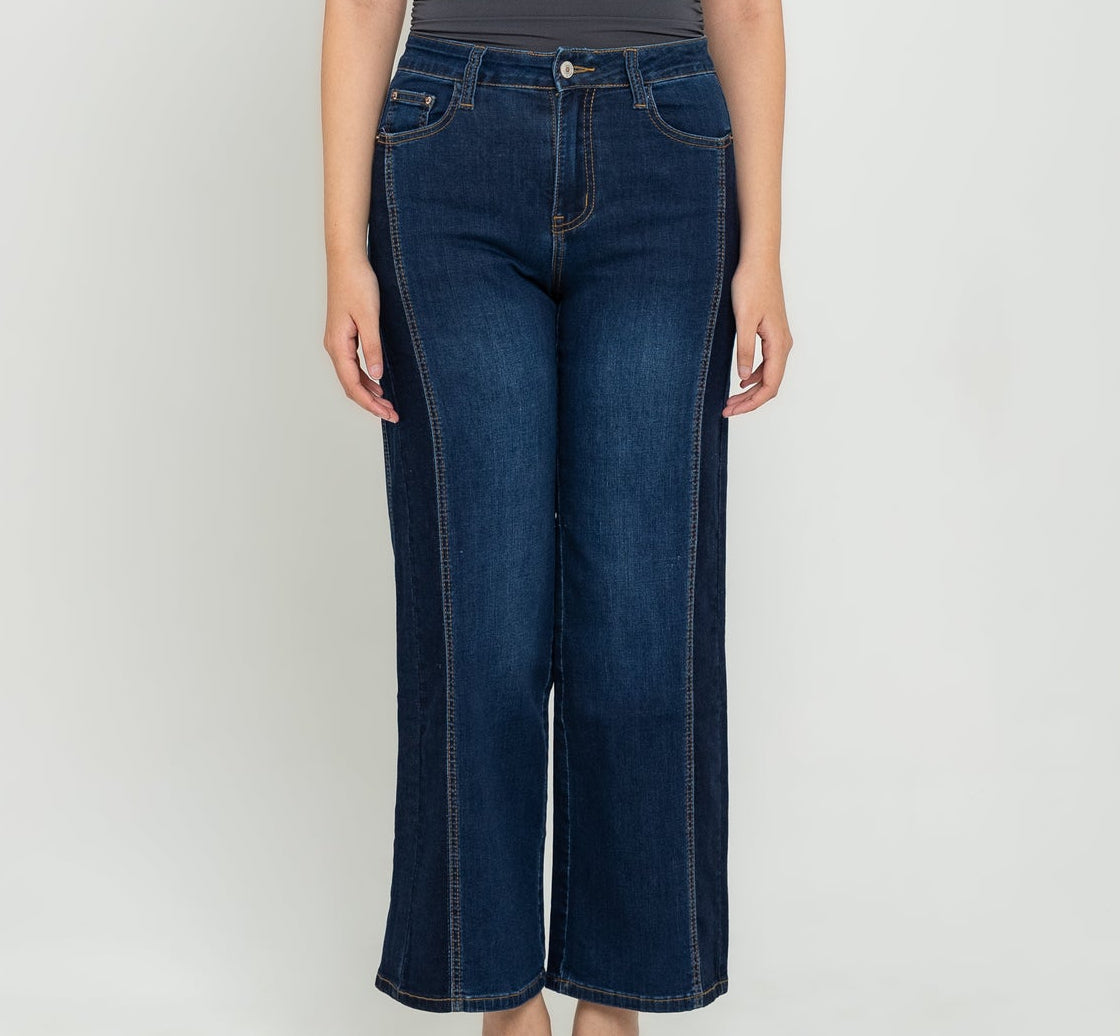 Wide Leg Dark Blue Jeans c171