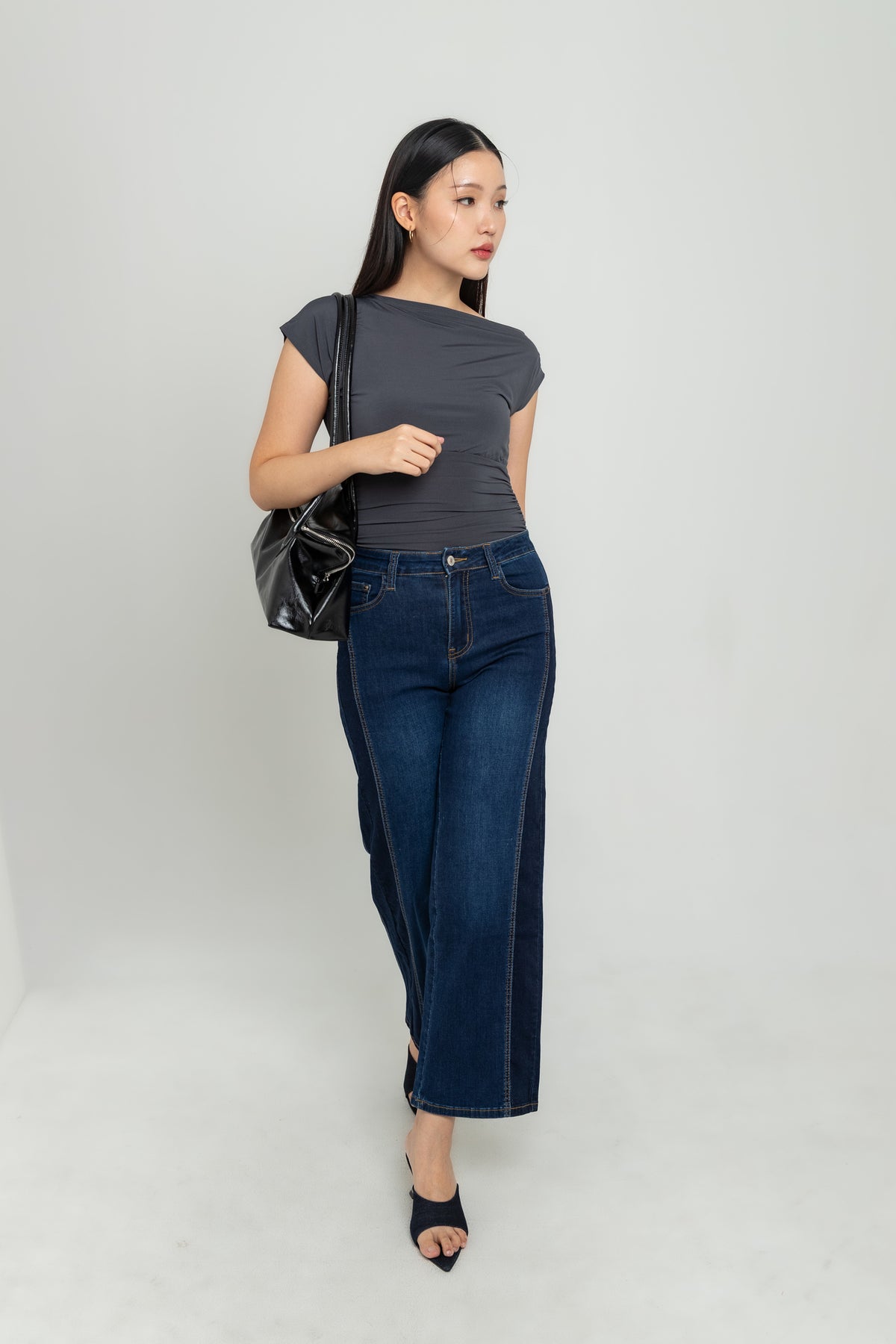 Wide Leg Dark Blue Jeans c171