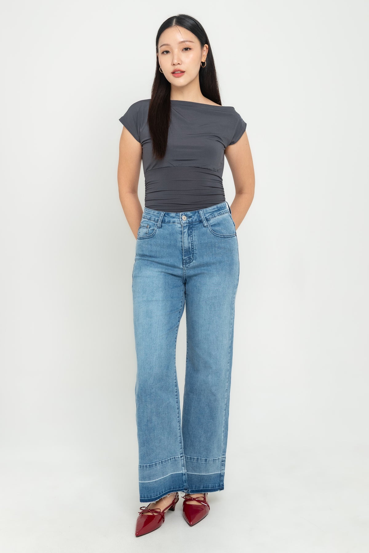 Wide Leg Light Blue Jeans s477