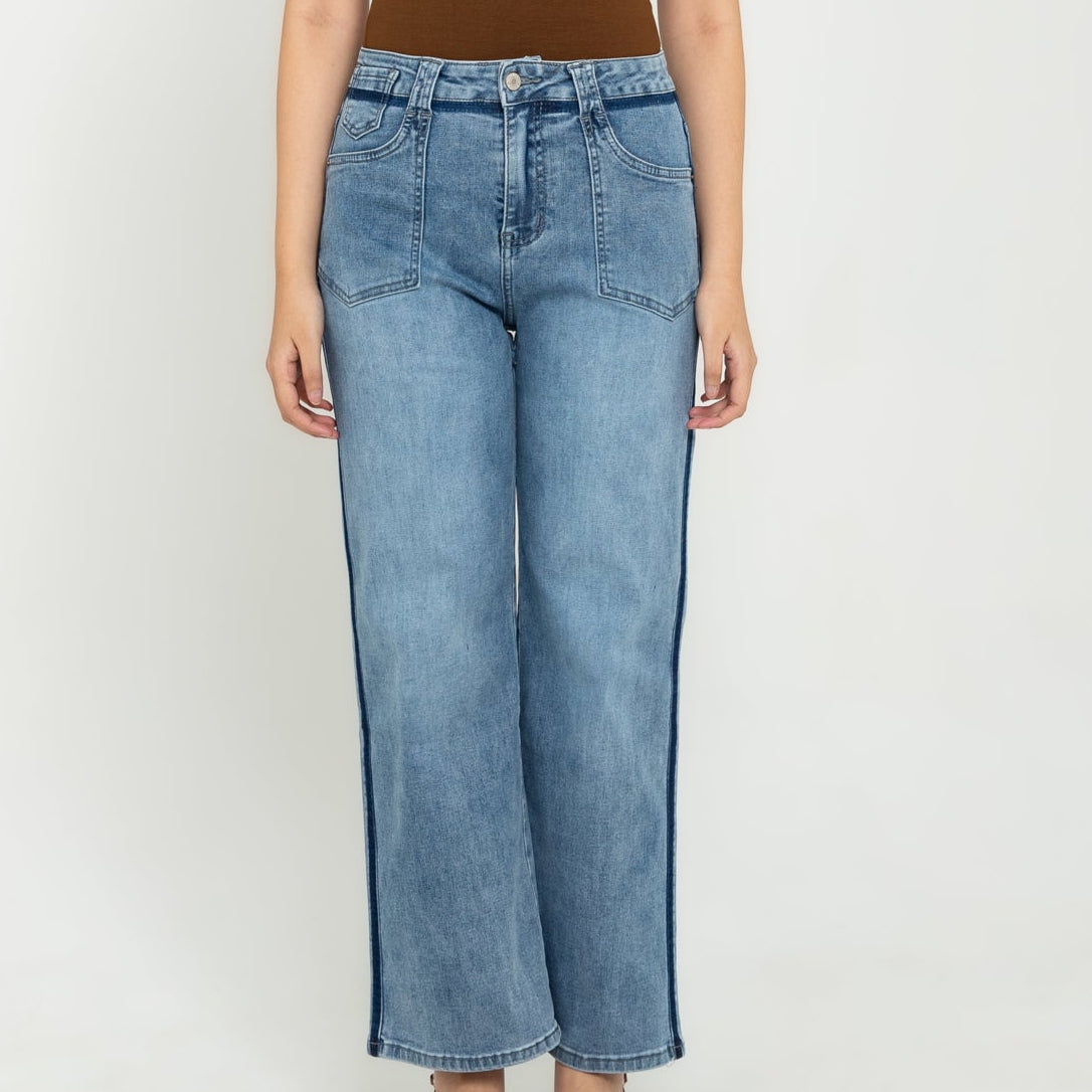 Wide Leg Light Blue Jeans c177