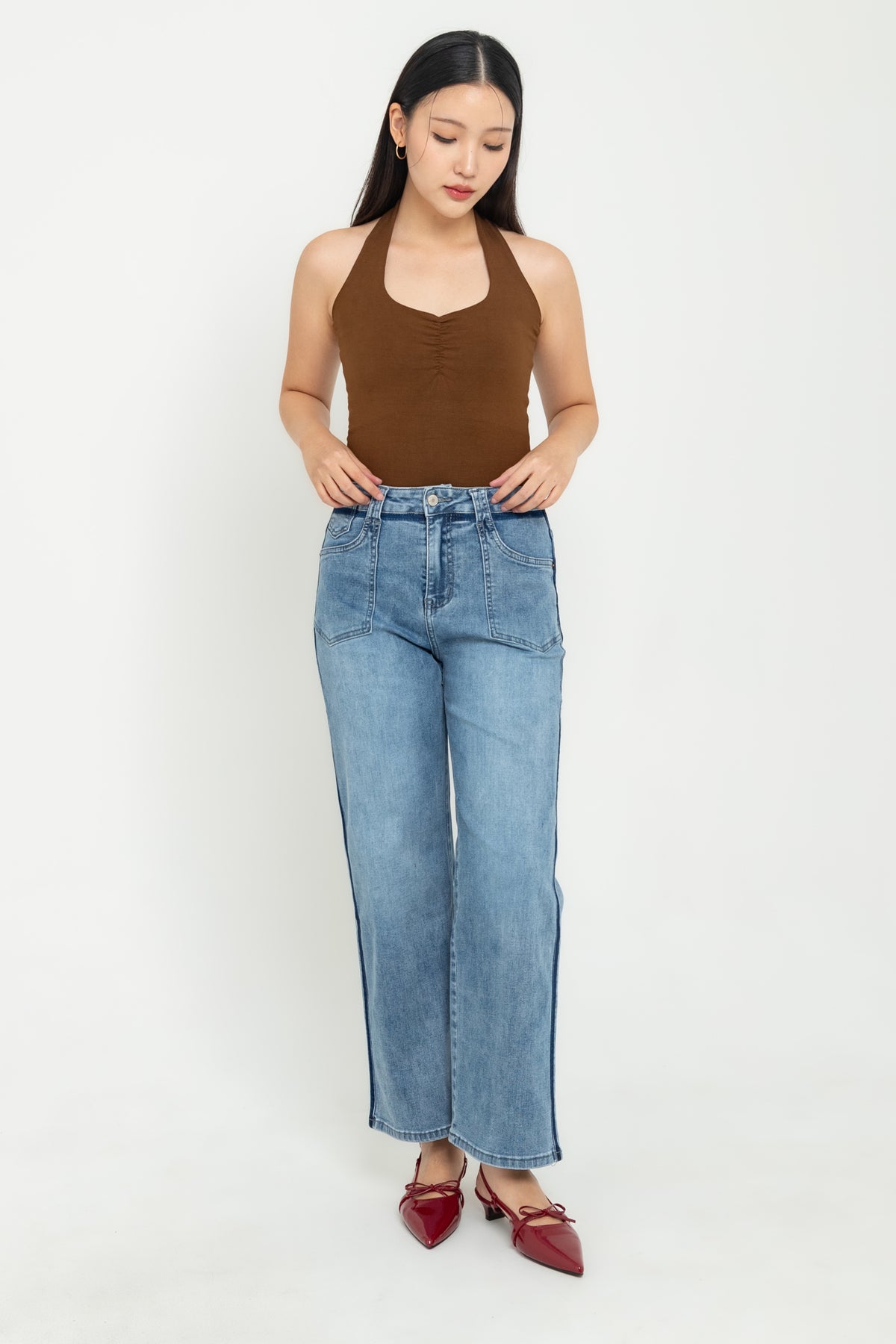 Wide Leg Light Blue Jeans c177