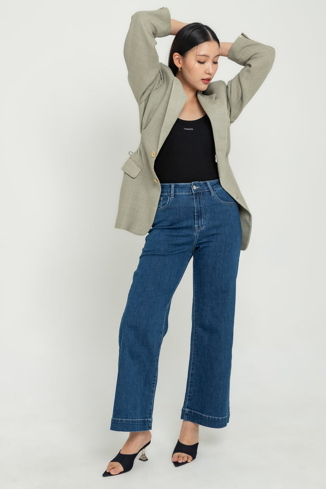 Wide Leg Dark Blue Jeans s475