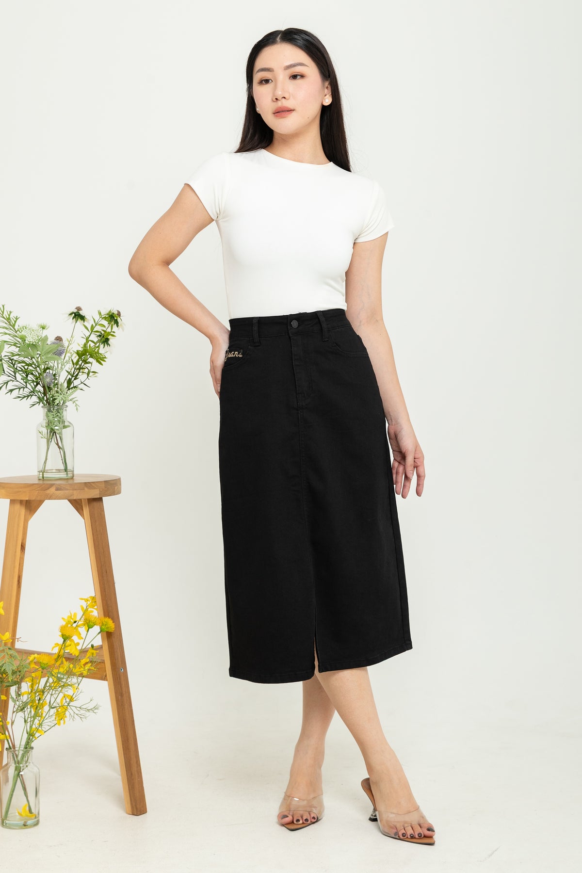 Skirt Black Jeans s387