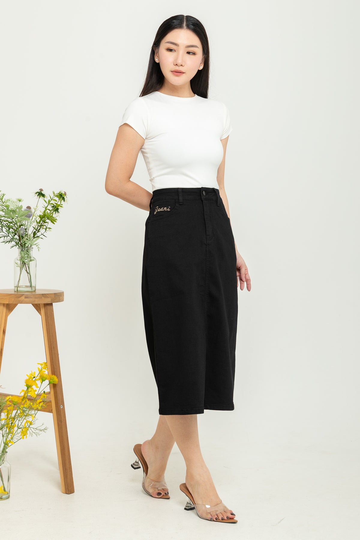 Skirt Black Jeans s387
