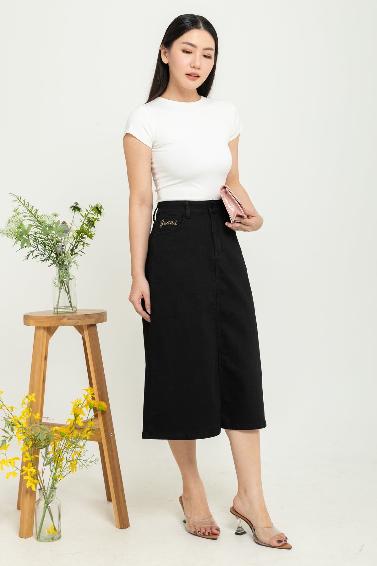 Skirt Black Jeans s387