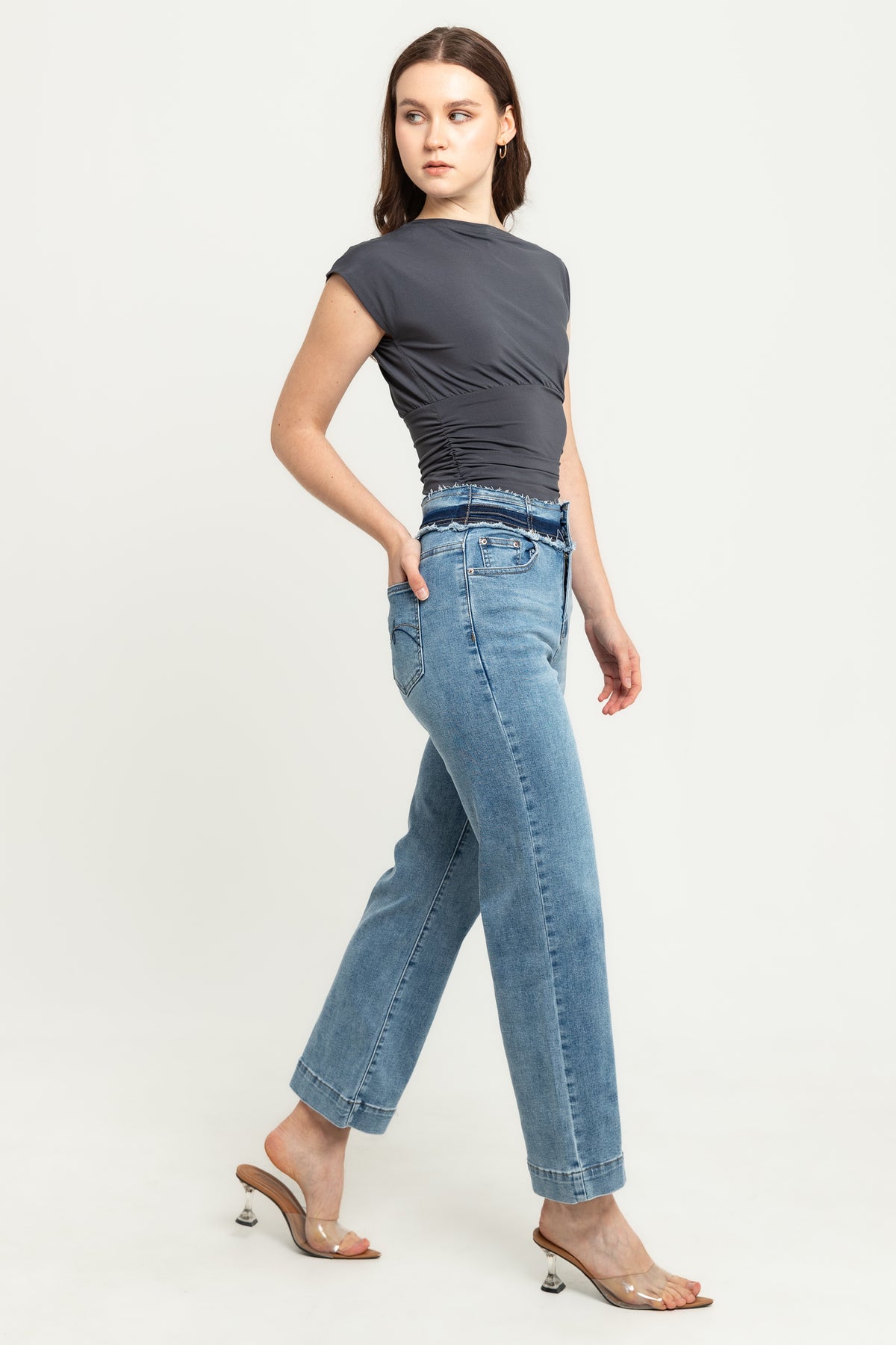 Wide Leg Light Blue Jeans s454