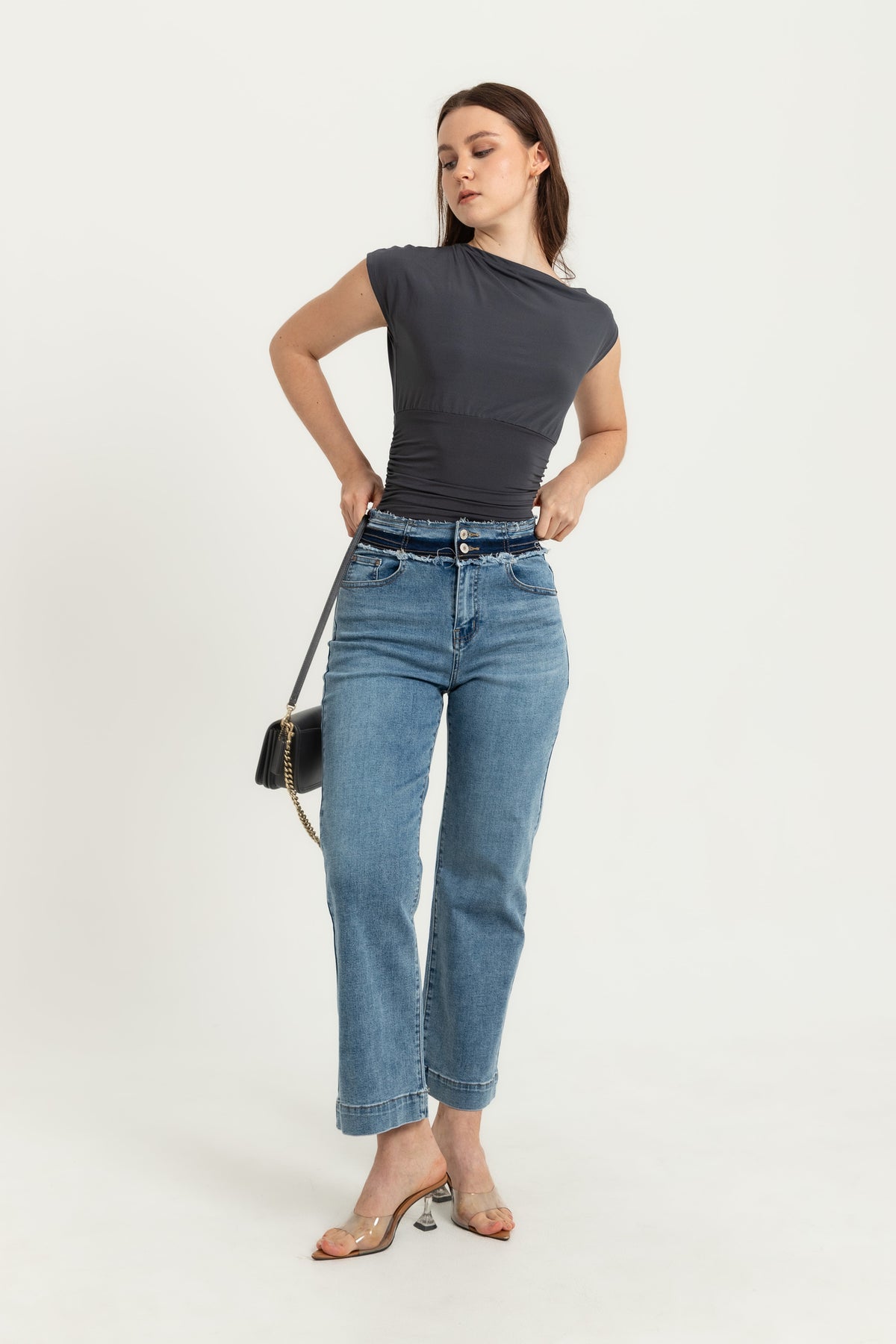 Wide Leg Light Blue Jeans s454